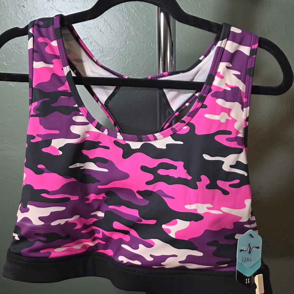 LuLaRoe Invisible Pink & Purple Camo Sports Bra